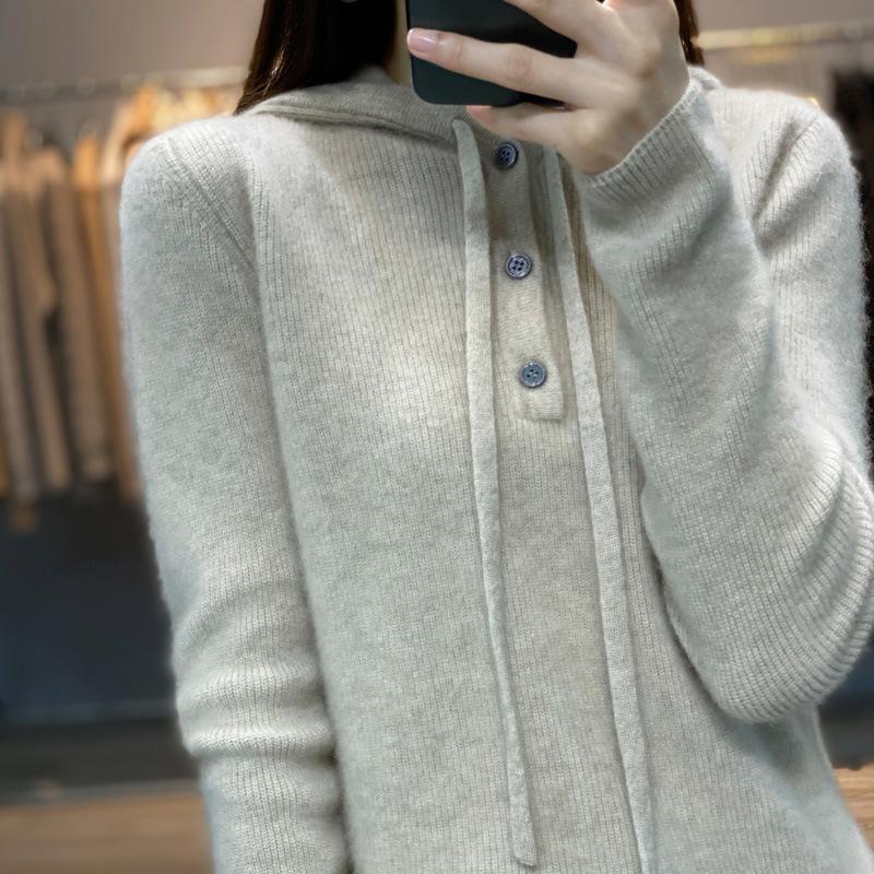 Herbst und Winter neuer Kapuzenpullover vielseitiges gestricktes Unterhemd fauler Stil lockerer lässiger Pullover Hoodie