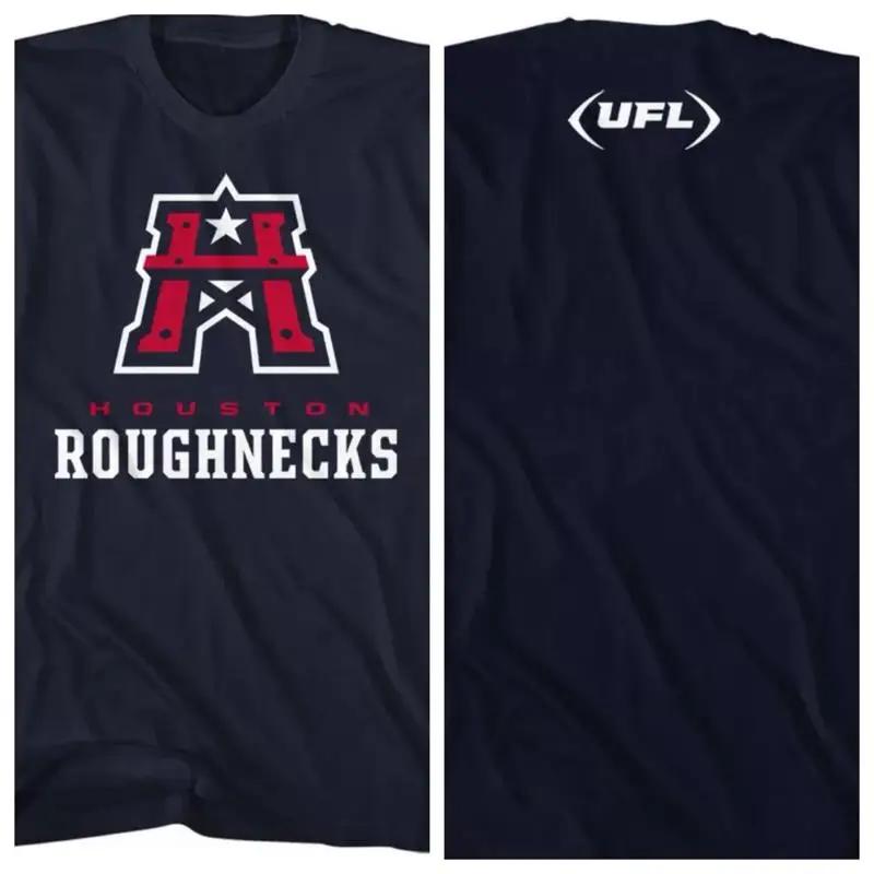 Houston Roughnecks Ufl Adult T Shirt Official Team Logo Sided Navy Cotton