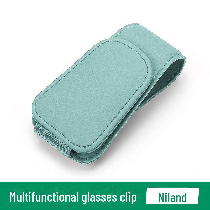 Leather Car Sun Visor Sunglasses & Card Holder with Coin Clip