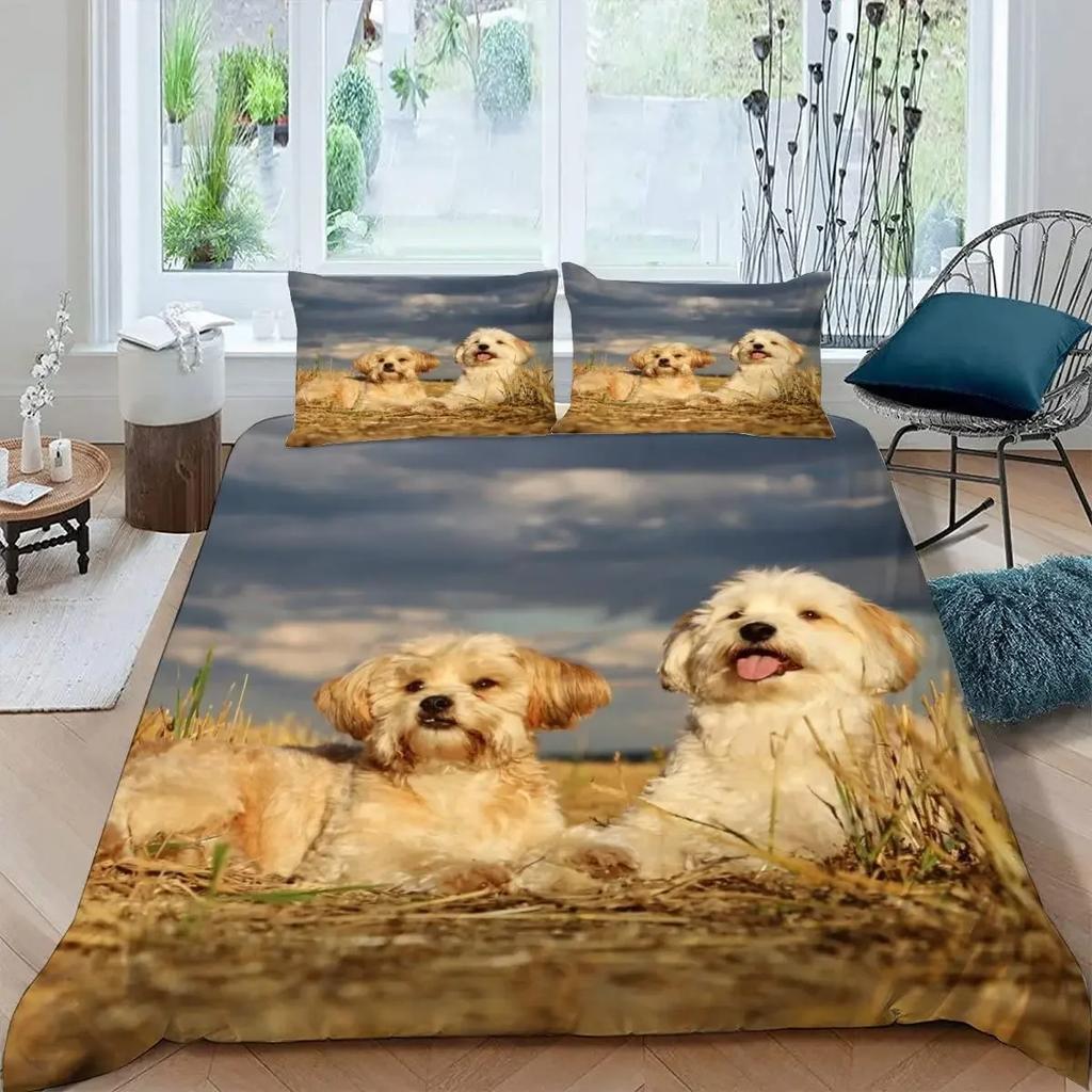 Comforter Cute Dog Single Twin Queen For Girl Teen Boys Pet Dog Theme Bedding Set Polyester Kawaii Animal Comforter
