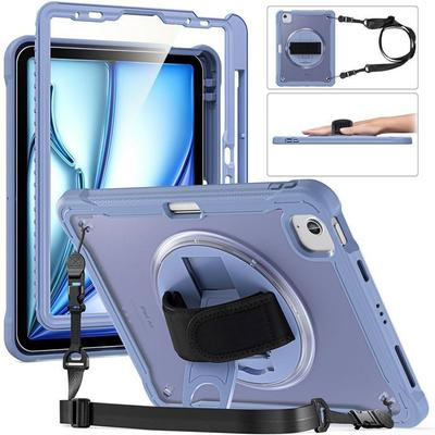 Case for iPad Air 11" - Full Protection - Purple - Rotating Strap - Built-in Stand - Shockproof