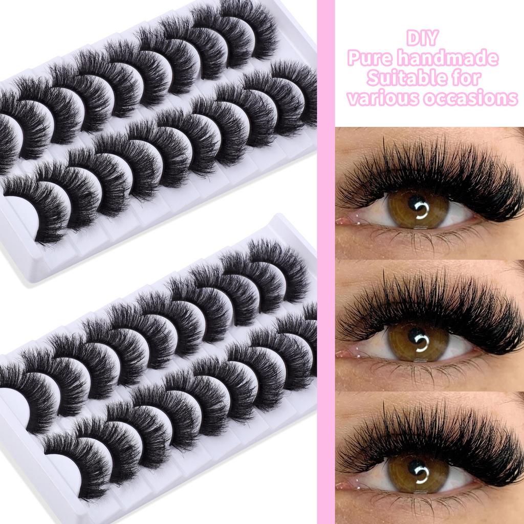 Curls Dense 10 Perechi de Gene False Prăjite, Gene Naturale Exagerate