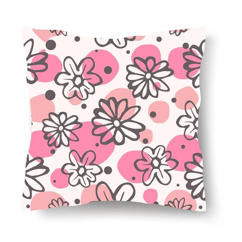 Nordic Floral Print Pillowcase 45x45CM Sofa Office Seat Car Cushion Cover Creative Ornament Bedroom Room Home Decoration