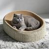 Oval Shape Sisal Weaving Cat Scratcher Nest 2In1 Wear‑Resistant Grinding Claw Toy Indoor Pet Cat Accessories For Sofa And Furniture Protection