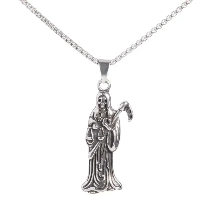 Hell Death Scythe Necklace Pendant Gothic Mysterious Devil Necklace Men\'s Personality Punk Retro Halloween Trend Jewelry