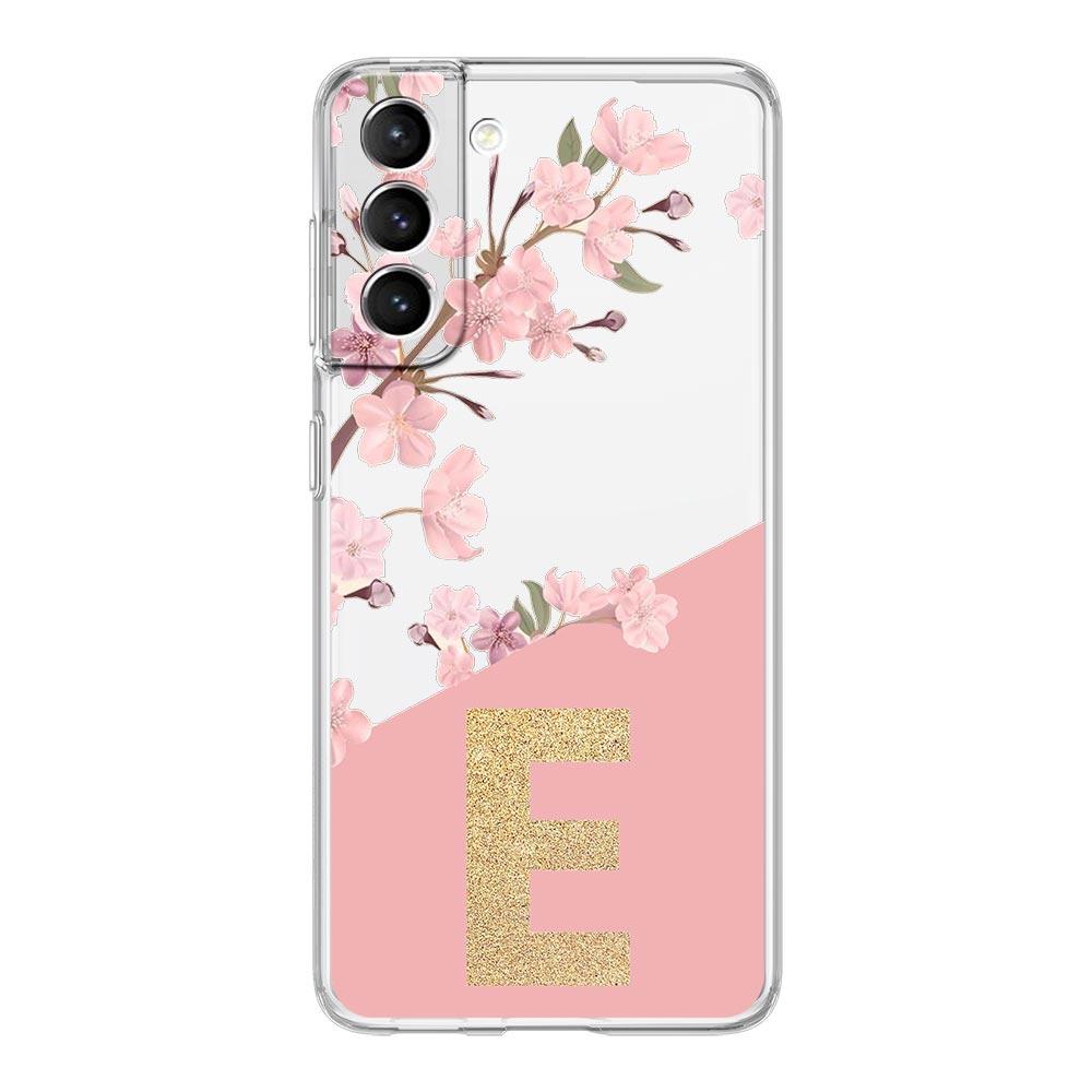 Phone Case For Samsung Galaxy S24 Plus S23 S22 S21 S20 FE Ultra 5G S10 S10E S9 Clear Silicone Cover Golden Letter Flower Art