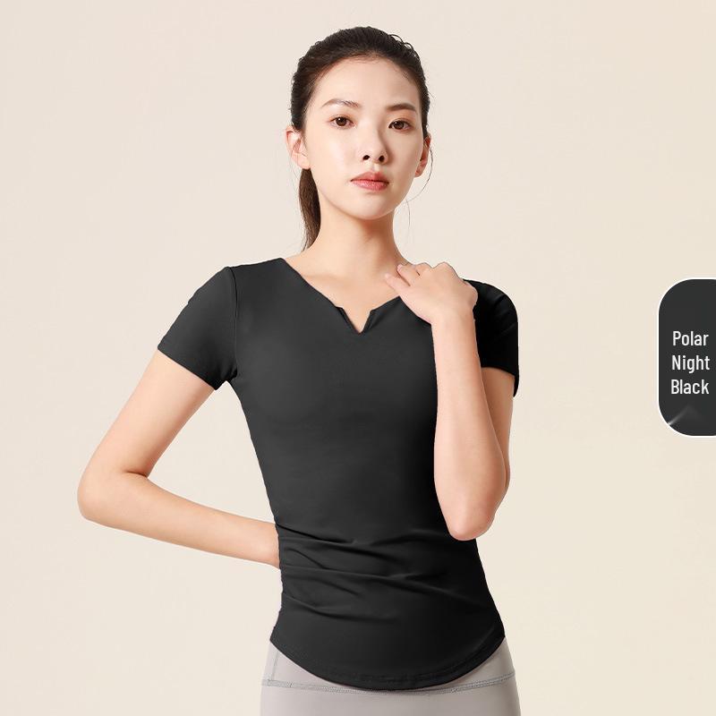 

Джуйитанг Высокоэластичный Дышащий Нейлоновый Топ для Йоги - Пот-Отводящая Активная Одежда с Коротким Рукавом Small