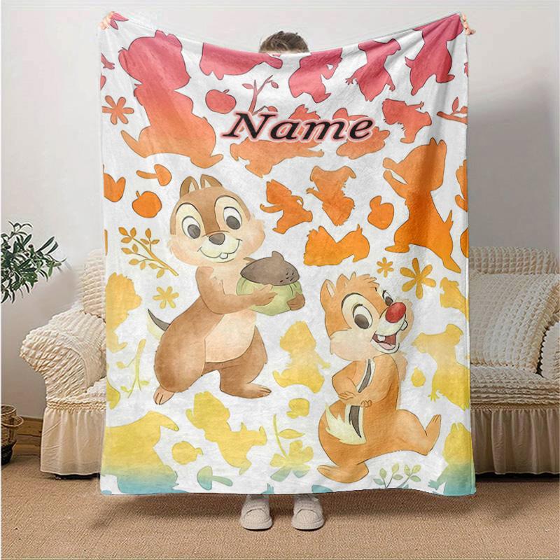 Custom 1pc Chip Dale's Festive Fun Blanket, Soft And Comfortable Blanket, Casual Warm, Camping Travel Blanket, Birthday Gift Q91013