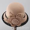 Hat Women's autumn and winter warm woolen hat Mom temperament dome hat Elegant retro mesh flower fashion hat