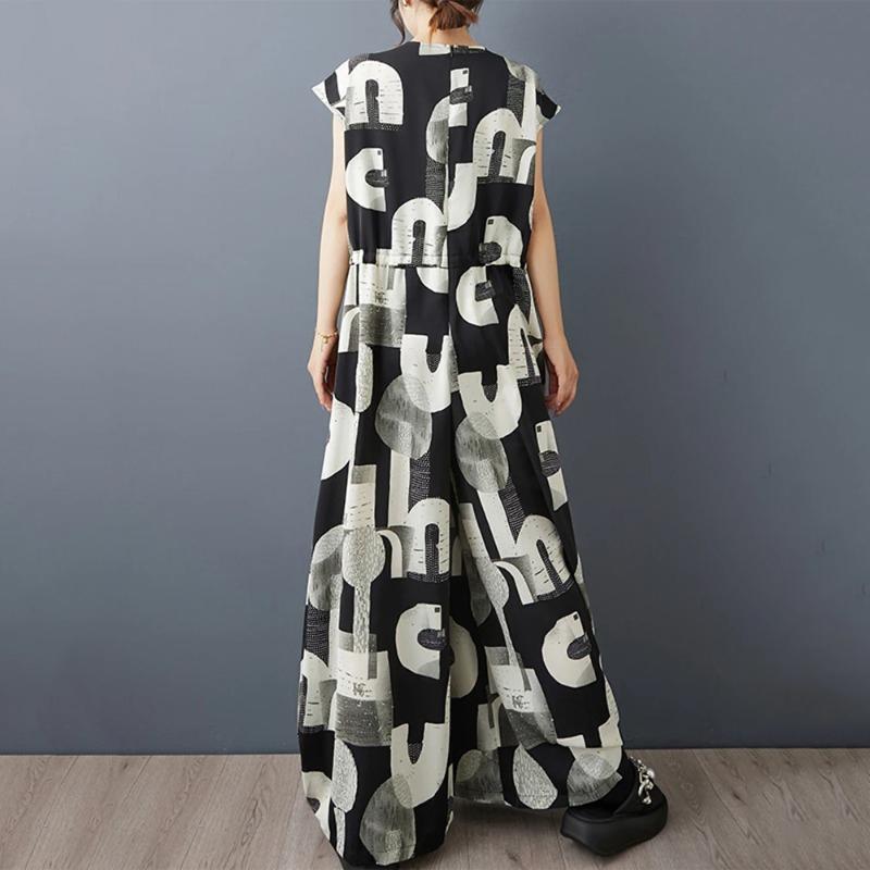 Xitao Print Letter Contrast Color Bandage Jumpsuits ZMY1351