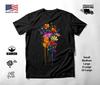 Colorful Flowers Neon Graphic T-Shirt Black Unisex S-2XL