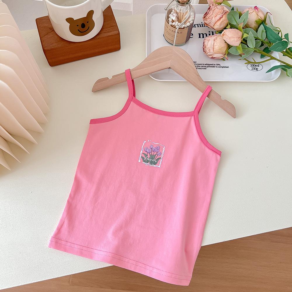 Summer Girls Cotton Cartoon Camisole Thin Breathable Sleeveless Vest Kids Underwear Top