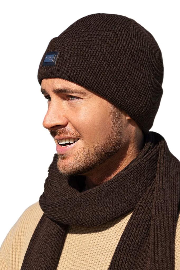 Men' Brown Set - Oliver Hat and Scarf, 100% Acrylic