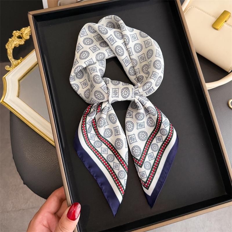 Luxury Print Square Silk Scarfs For Women Decorate Neck Ties Fashion 70*70Cm Kerchief Lady Summer Beach Hijab Female Neckerchief