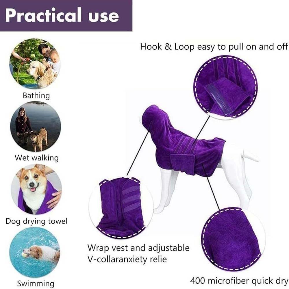 Absorbent Dog Bathrobe Coral Fleece Dog Clean Washcloth Dog Bath Towel  Dog Cat Pet Products
