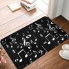 Retro Musiknote Anti-Rutsch-Teppich, Vintage Schwarze Musikalische Thema Willkommens-Fußmatte, Dekorativer Bodenläufer für Wohnzimmer Küche