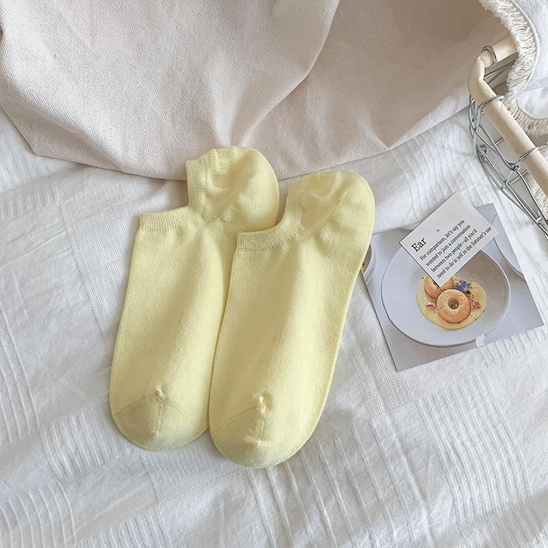

Дофаминовые носки для женщин, весна и лето, короткие однотонные, с низкой посадкой, тонкие, противоскользящие, с несползающей пяткой, носки-подследники 1 pair жёлтый