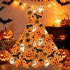 Womens Halloween Print Off Shoulder Dress Vintage Punk Style Sleeveless Spaghetti Strap Flared Skirt Party Dress