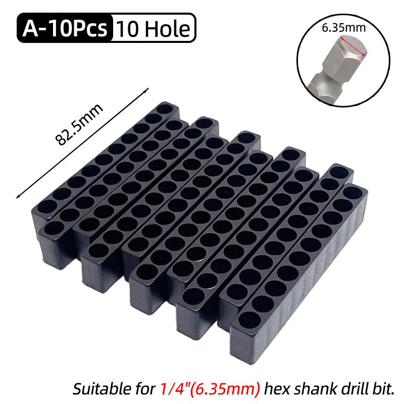 10Pcs Set 6/8/10/12/15 Holes 6.35mm/4mm Hex Shank Screwdriver Bit Holder Plastic Drill Bit Head Storage Hand Tools Accessories