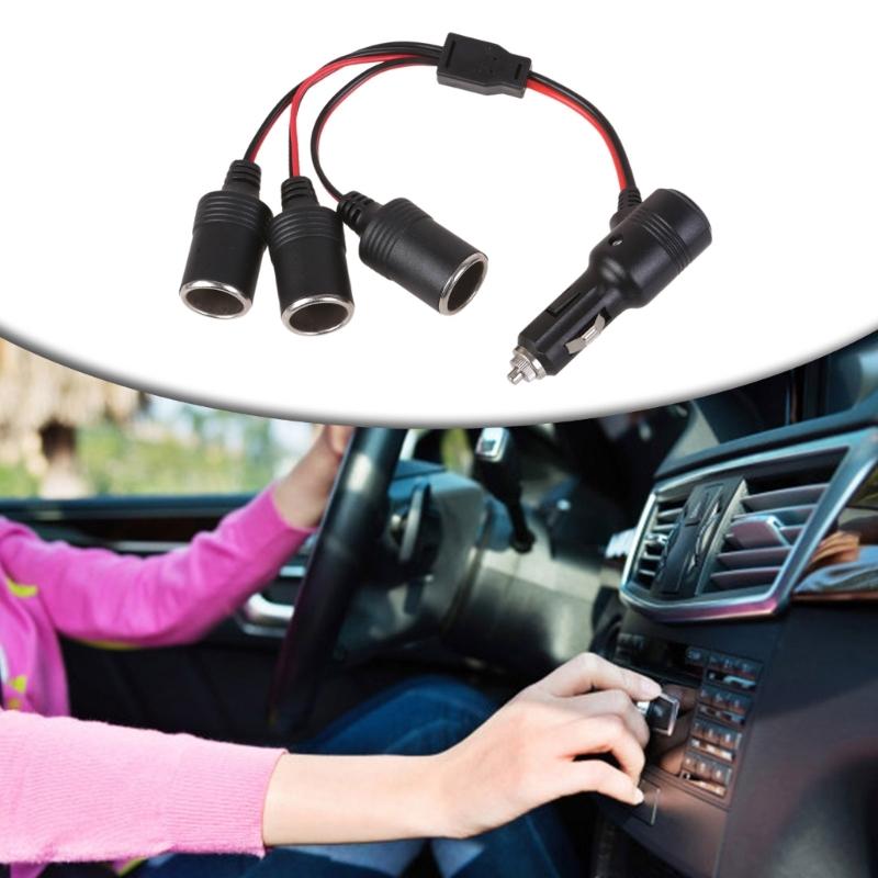 12V-24V Car Cigarettes Lighter Splitter Adapter Cable Cord with Power Switching Button 1 Male To 2/4/3 Female Socket
