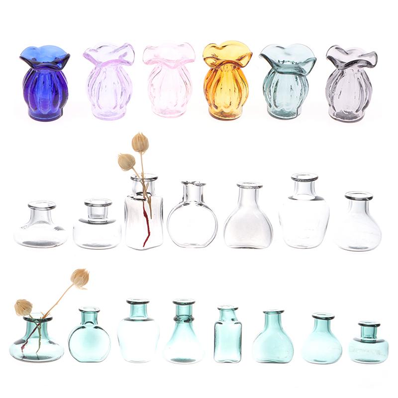 1:12 Dollhouse Miniature Transparent Glass Vase Glass Bottle Storage Tiny Jar Vial Decor Toy DIY Accessories Home Ornament