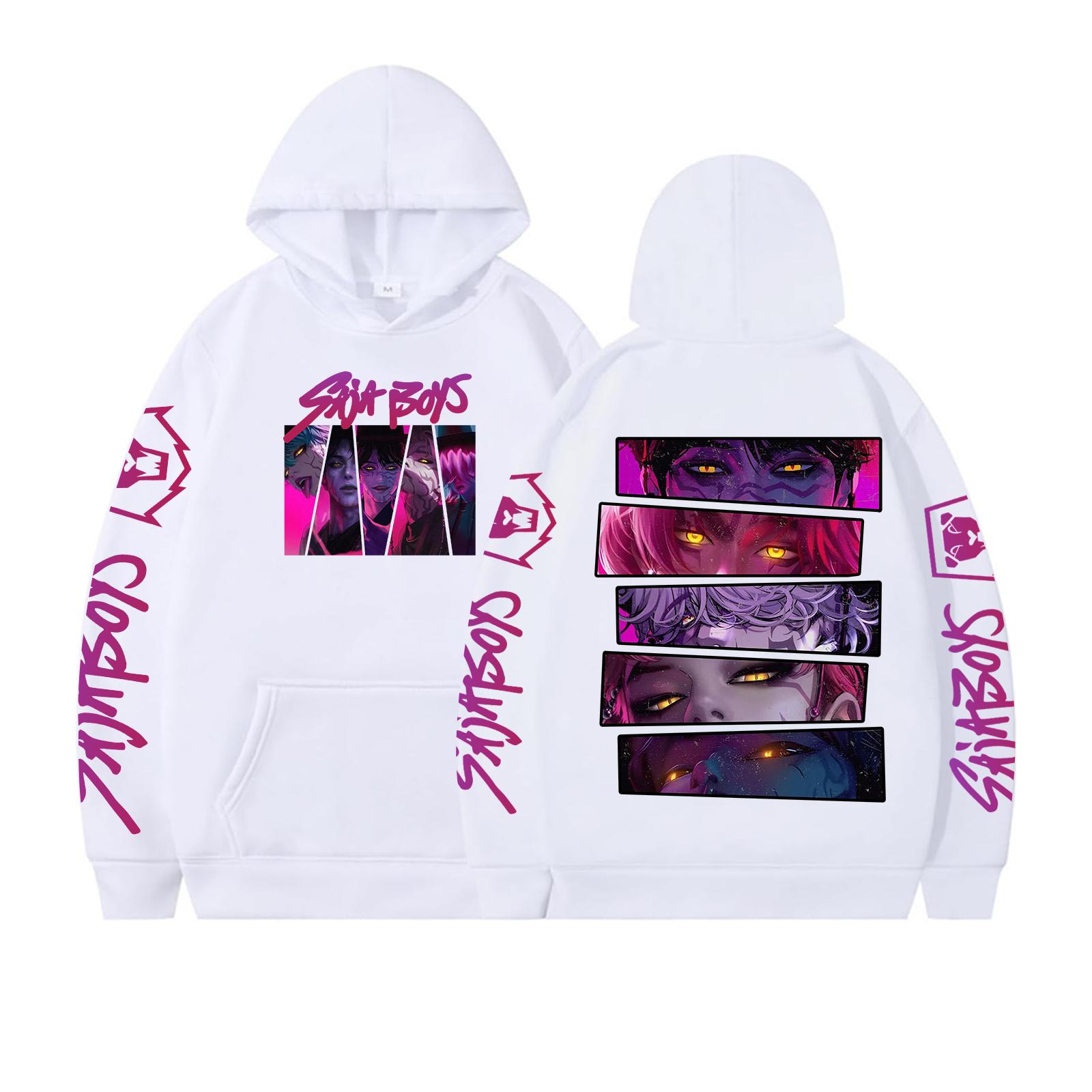 

Kpop Демон Саджа Хлопчики Аніме Чоловічий та Жіночий Косплей Топи Худі Ретро Осінь та Зима Друковані Худі Пуловер XS білий