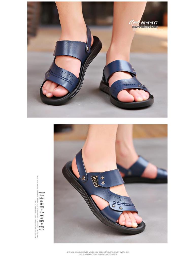 2025 Heren Slijtvaste Bruine Leren Sandalen - Jeugdtrend, Antislip, Ademend, Zomer Strand Schoenen.