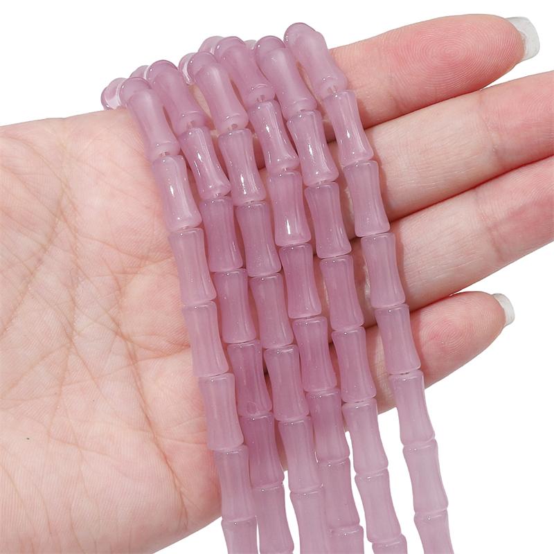 

20 шт., хрустальные стеклянные бусины, имитация нефрита, прямое отверстие, бамбуковое соединение, свободные бусины-разделители для изготовления ювелирных изделий, браслет, ожерелье лиловый