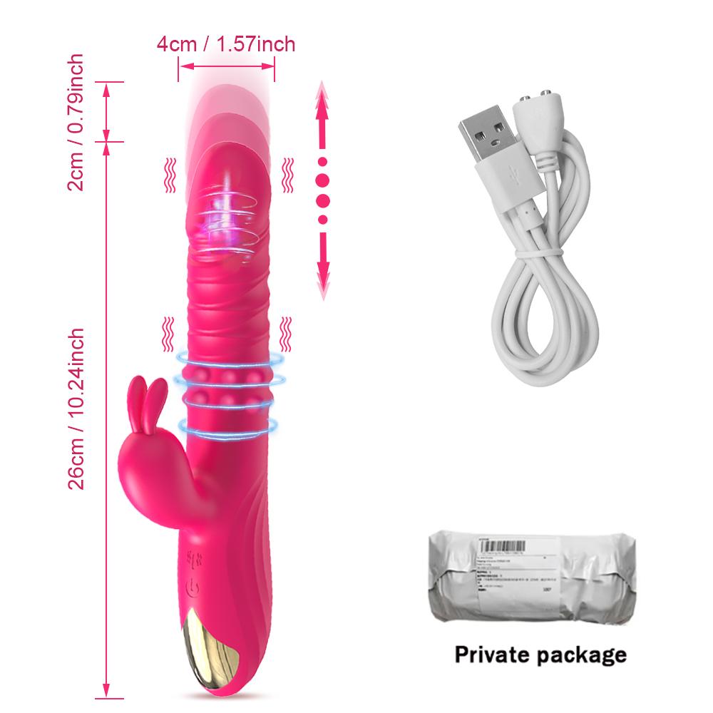 Rabbit Vibrator Telescopic Vibration G Spot Clitoris Stimulator Dildo Vibrators Female Nipple Masturbation Sex Toys for Women