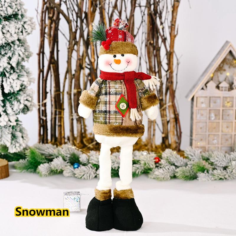 

2026 Christmas Ornaments Snowflake Santa Claus Elk Plaid Cloth Doll Hotel Shopping Mall Xmas Decoration Ornaments Navidad Noel