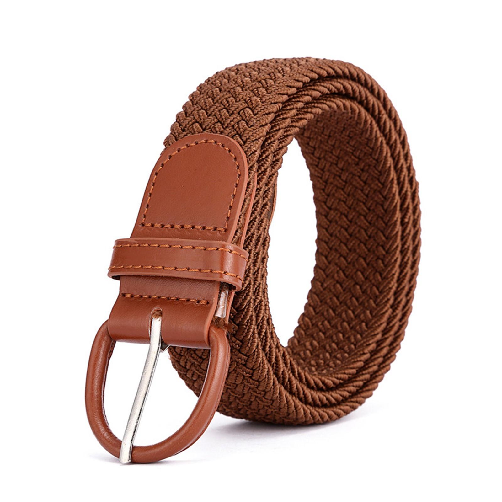 

Мужской и женский эластичный эластичный саржевый повседневный ремень, дышащий студенческий тканый ремень One Size коричневый