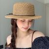 Sun Protection Straw Boater Hat Breathable Mesh Flat Top Beach Hat Chic Travelers