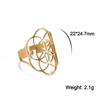 Teamer Hollow Flower of Life Women's Rings Adjustable Stainless Steel Open Rings Wedding Anniversary Jewelry Mother Day Gift