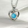 925 Sterling Silver Fashion Temperament Blue Crystal Zircon Love Necklace Birthday Party Gift Ladies Jewelry