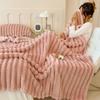 Ultra Soft Faux Rabbit Fur Throw Blanket Warm Plush Striped Blankets Conditioning Quilt Multi Functional Sofa Cover Blanket