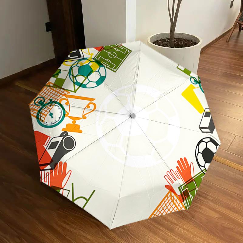 

Soccer Ball Sports Theme Umbrella - Automatic Opening/Closing, Portable Folding Design, 8-Rib Iron Frame, Outdoor Rain Gear, Ideal Gift for
