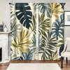 2pc Tropical leaf print curtains, polyester fabric, machine washable, suitable for bedroom, living room, office decoration