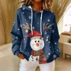 Women's Loose Comfortable Casual Fashion V-Neck Christmas Print Long Sleeve Hoodie