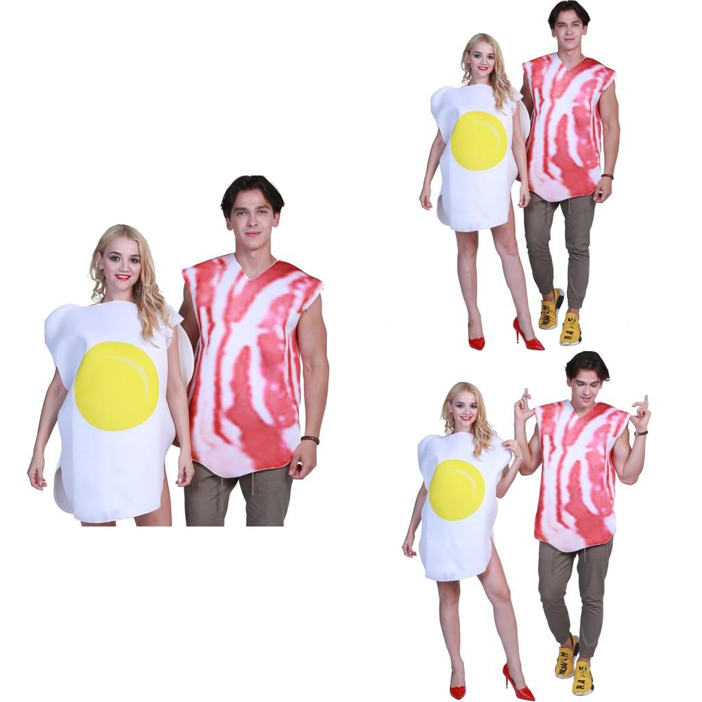 Halloween Eggs Bacon Couple Costume Set With Composite Material For Cosplay And Stage Performance