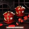 Wedding Tea Set: Red Bowls, Cups, and Chopsticks for Bride's Dowry