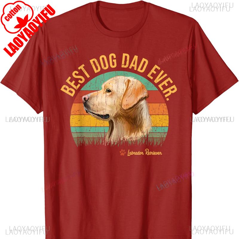 Labrador Retriever Dad Dog Dad Gifts Dog Lover Retro Vintage Cotton TShirt Harajuku Graphic Mens Shirts Vintage T Shirt Tops S