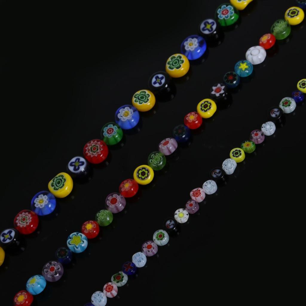 6/8 mm große Glasperlen in Tausendblumen-Form, runde Form, zur Schmuckherstellung, DIY