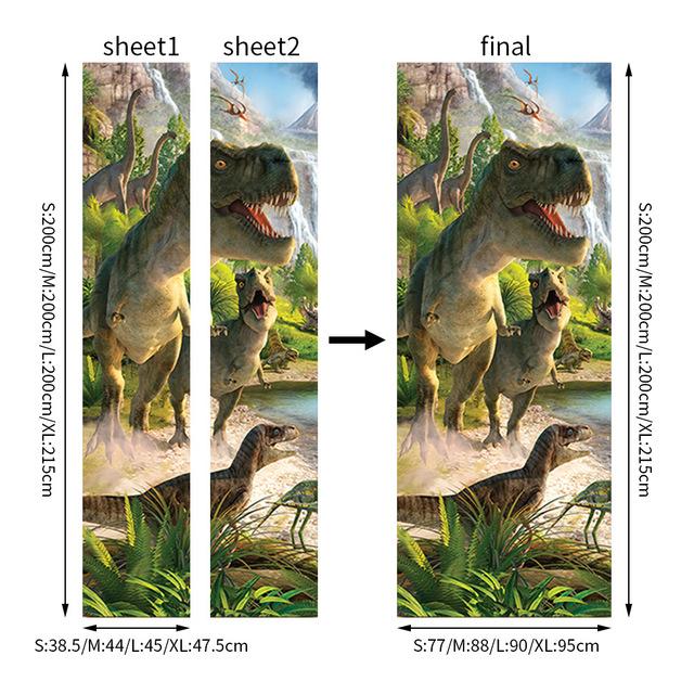 3D Geometric Door Stickers Mural Art Decor Peel and Stick for Bedroom Bathroom Yard Dinosaur Scenery Wallpaper Poster Removable