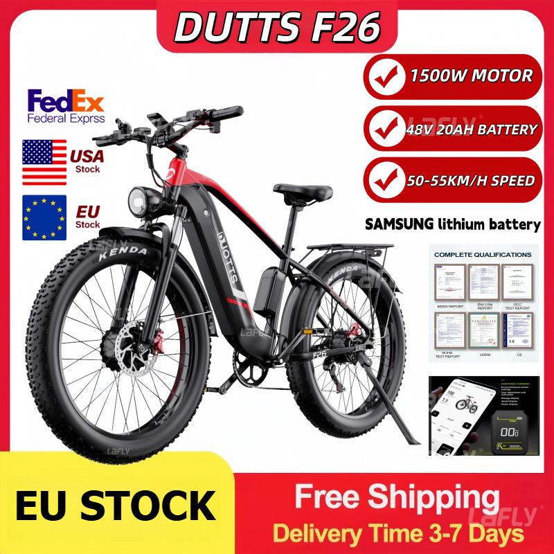 DUOTTS F26 Electric Bike 1500W Dual Motor 48V 20AH 26 "Fat Tire E-BIKE Adult E-Mountain MTB, Full Suspension, Hydraulic Brake