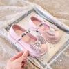 Spring new girls' leather shoes princess shoe rhinestone girl single shoe stylish student shoes bow child shoe performance shoes