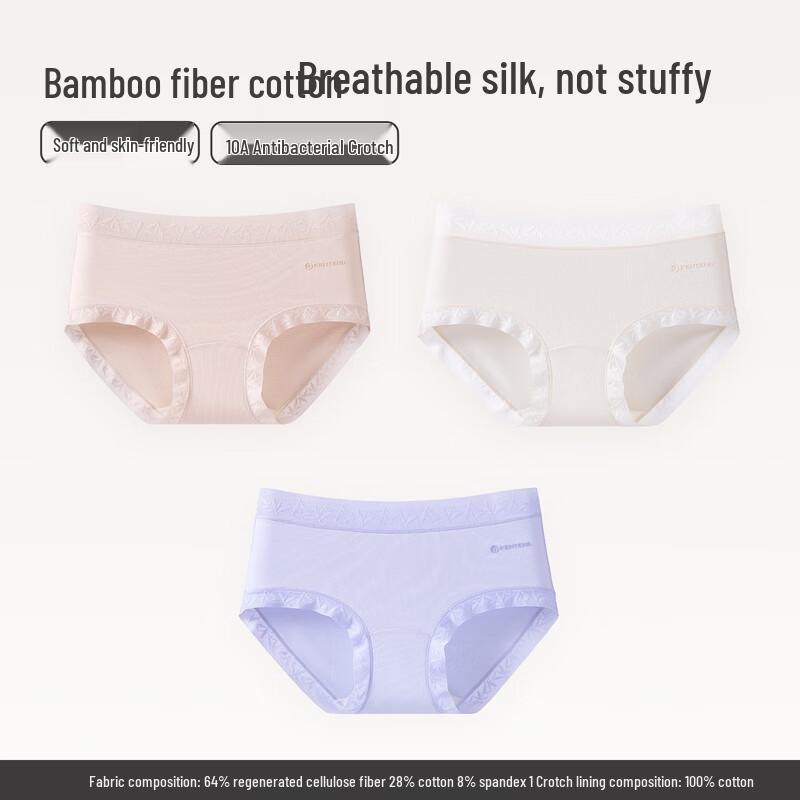 Fenteng Women s 10A Anti-Bacterial Mid-Waist Cotton Briefs XL