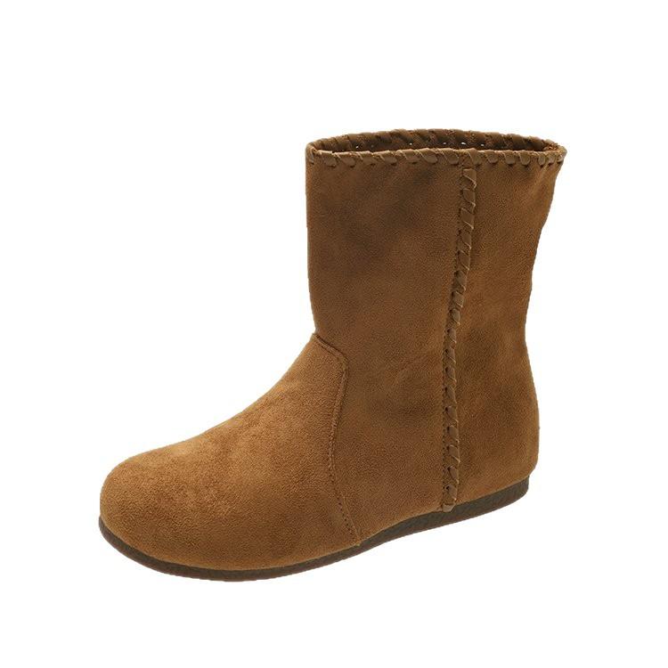 Soft leather version~ Korean version of retro round head fashionable thin boots women's 2025 new autumn sleeve flat bottom versatile short boots