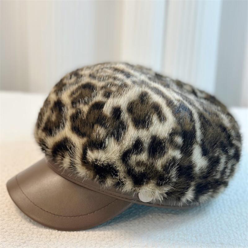 Плюшевая кепка-газетчик с леопардовым принтом