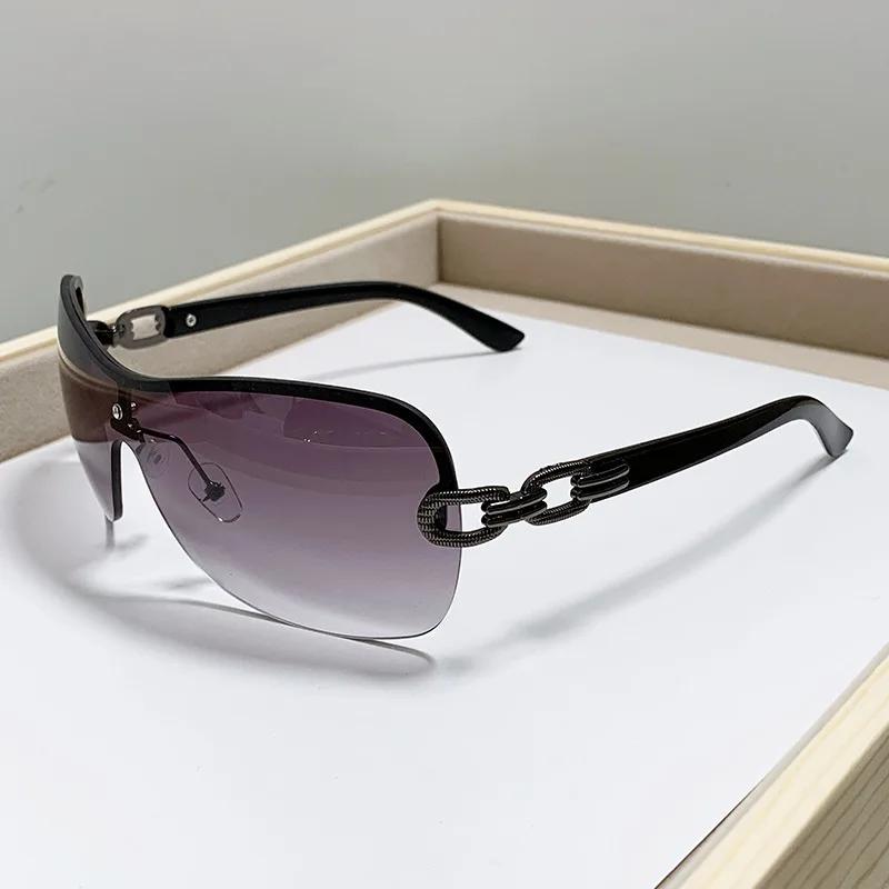 Nieuwe Y2K Randloze Zonnebril Dames Eén Body Type Mode Ovaal Zonnebril Zomer Trend Dames Brillen UV400 Oculos De Sol 1PC
