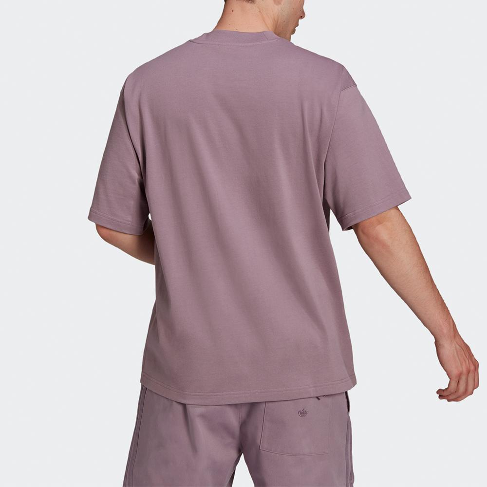 Adidas Originals Clover Logo Solid Casual T-Shirt Men Tops Light-Purple HC8595